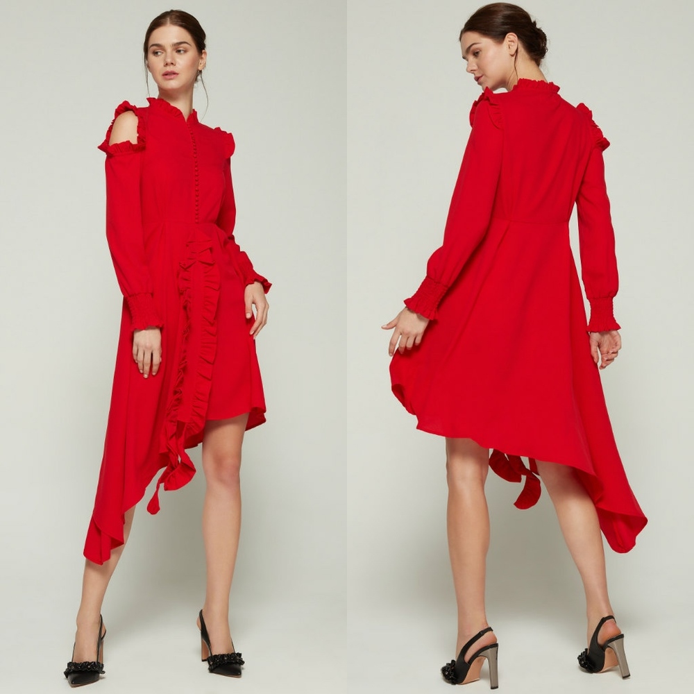 StyleKeepers Sweet Escape Ruffle Asymmetric Dress